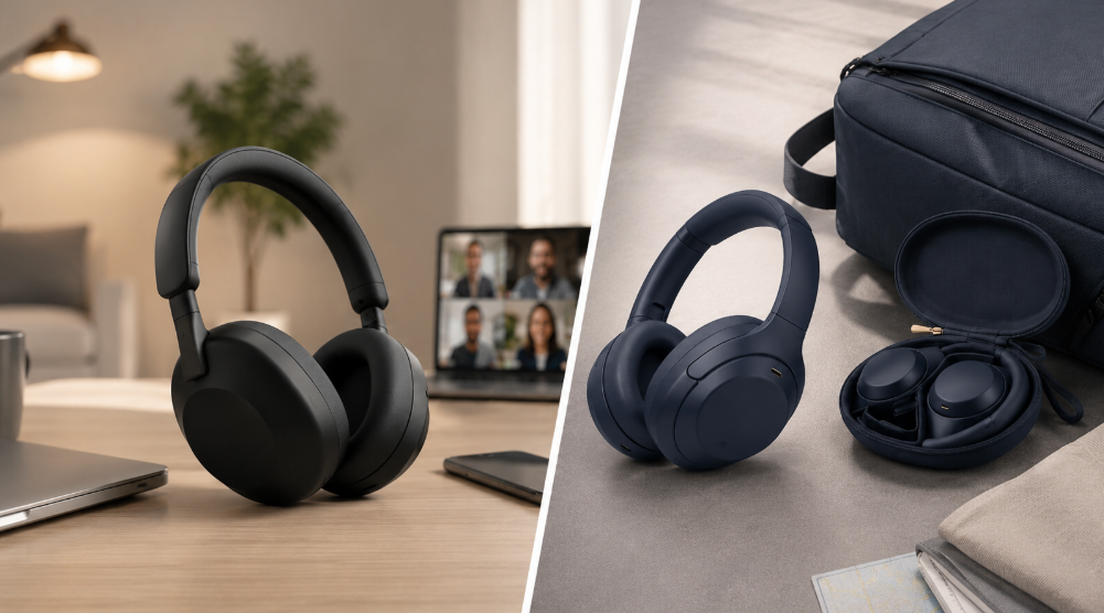 仕事向けのWH-1000XM5と持ち運びに便利なWH-1000XM4の使用シーン比較