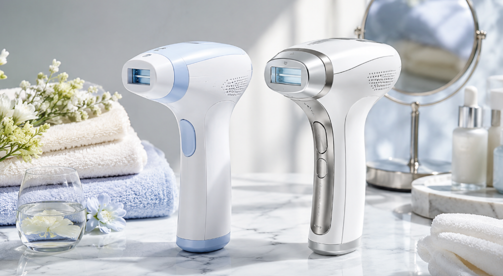 Pure IceとPure Switchを並べて機能や使いやすさの違いを比較する家庭用光美容器