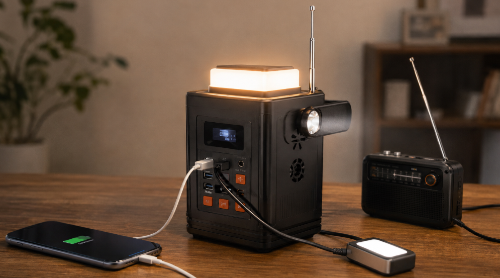 スマホ充電・ランタン・ラジオなど停電時に役立つENEPORTA+3の防災機能