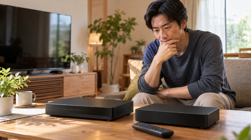 DMR-2X610とDMR-2X603の2台を見比べて購入モデルを検討するイメージ