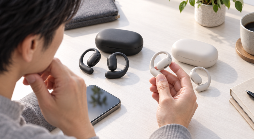 OpenFit Air 2とOpenFit Airを並べて買い替えを比較検討するイメージ
