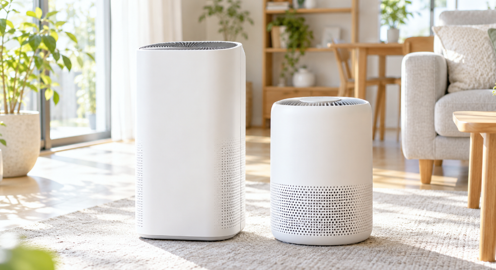 Eleva 300XとCore 300Sの違いを比較する2台の白い空気清浄機