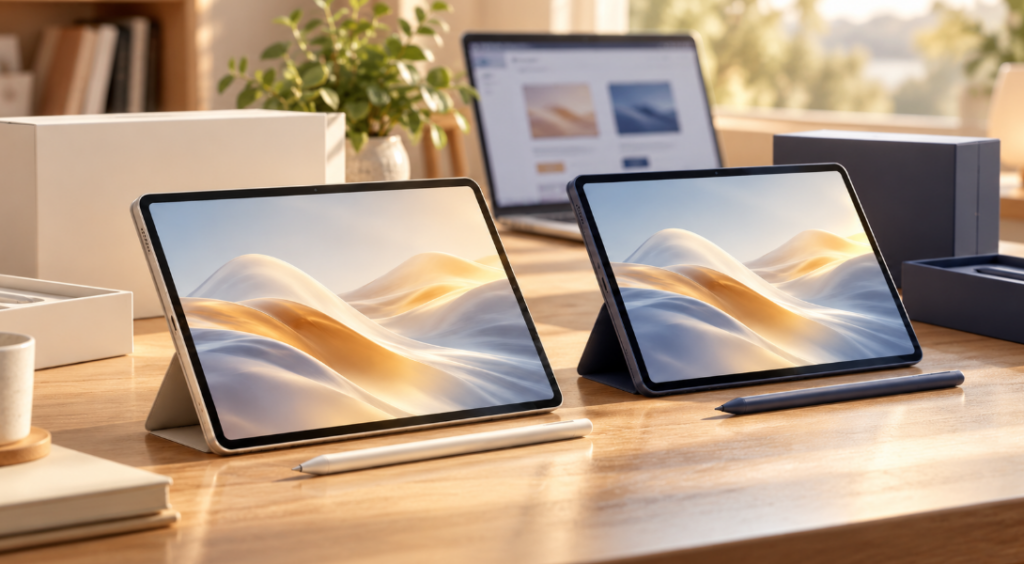 シーシェルとコズミックブルーのYoga Tab Gen 2を並べた販売先・価格比較イメージ