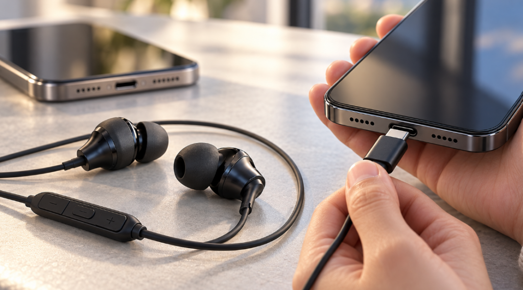そのため、iPhone 15以降ではBose Noise Cancelling Wired EarbudsのUSB-C端子を本体へ直接差し込んで使用できます。