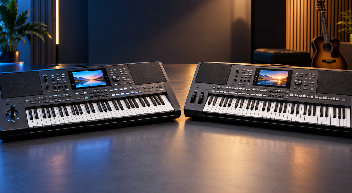 PSR-SX620とPSR-SX600の違いを比較するために2台の電子キーボードを並べたイメージ